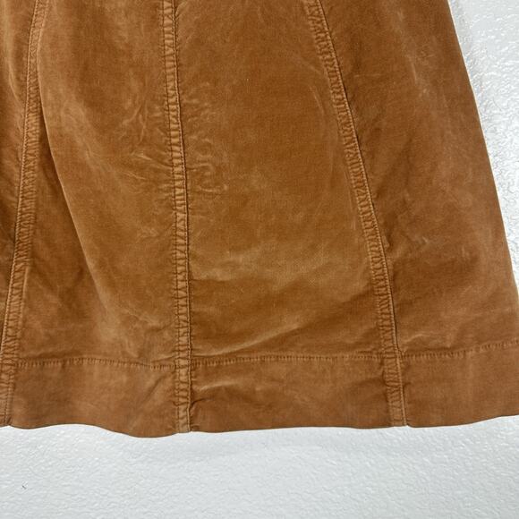 Madewell Skirt Women Size 0 Velveteen Snap Mini Brown Pumpkin Spice Western Boho - Picture 7 of 11